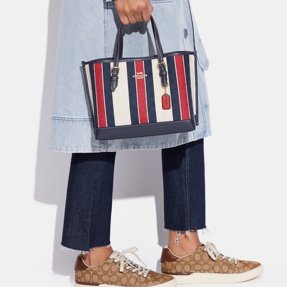 NWT💃Coach Mollie Tote 25 In Signature Jacquard With Stripes - Picture 11 of 13